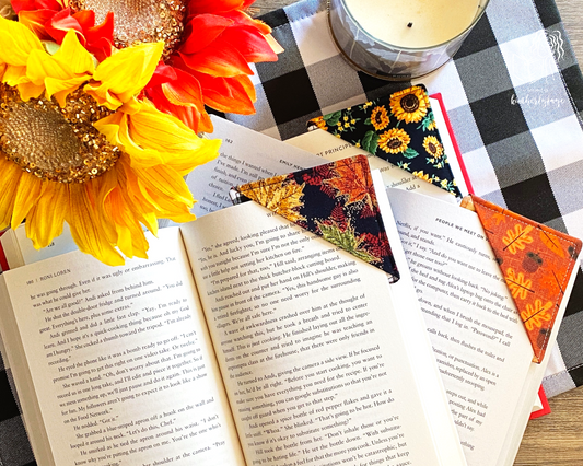 Fall/Autumn Collection -- Handmade Fabric Corner Bookmarks