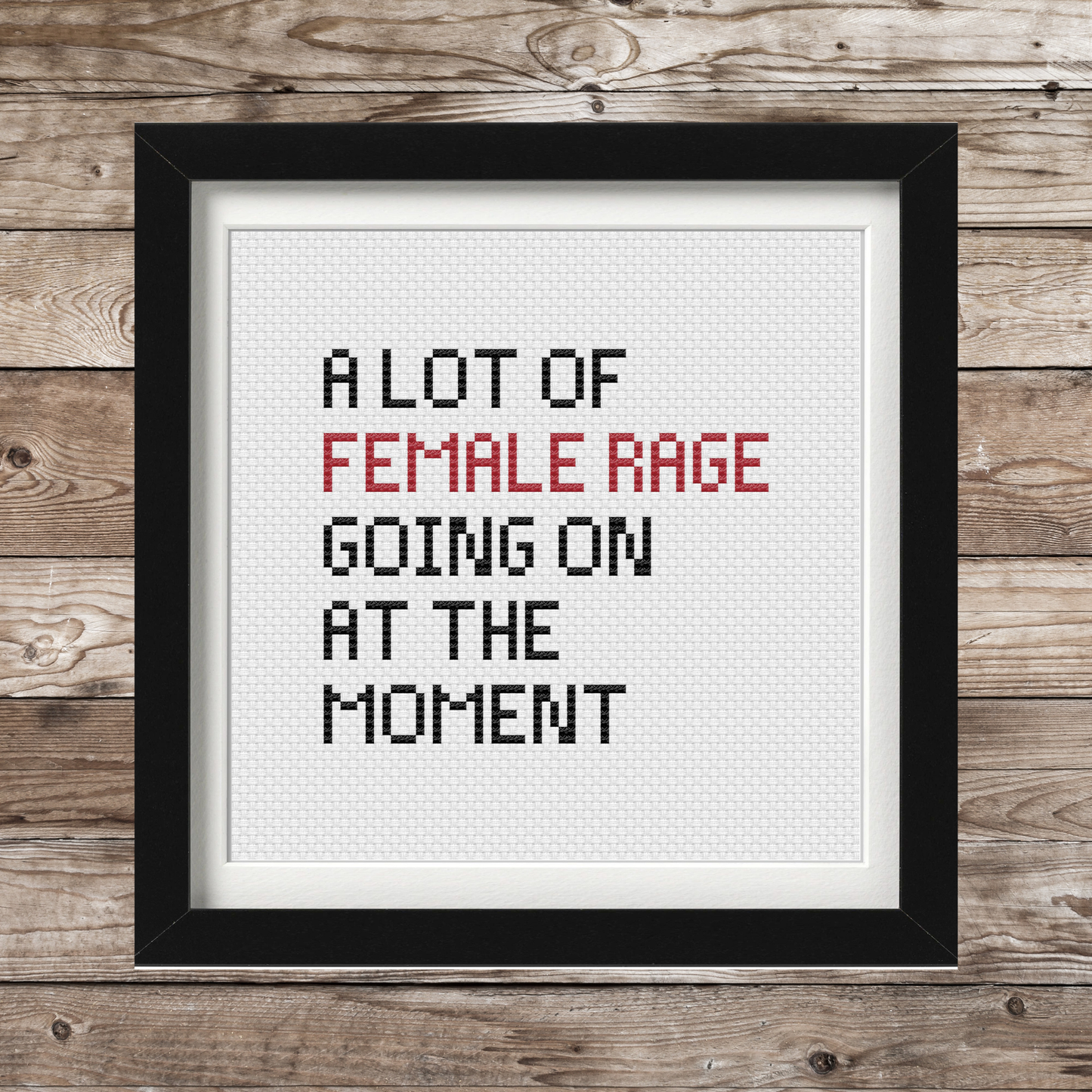 A Lot of Female Rage Going On at the Moment Cross Stitch Pattern – Feminist PDF Pattern – Concert Shirt Style, Anti-Patriarchy Design