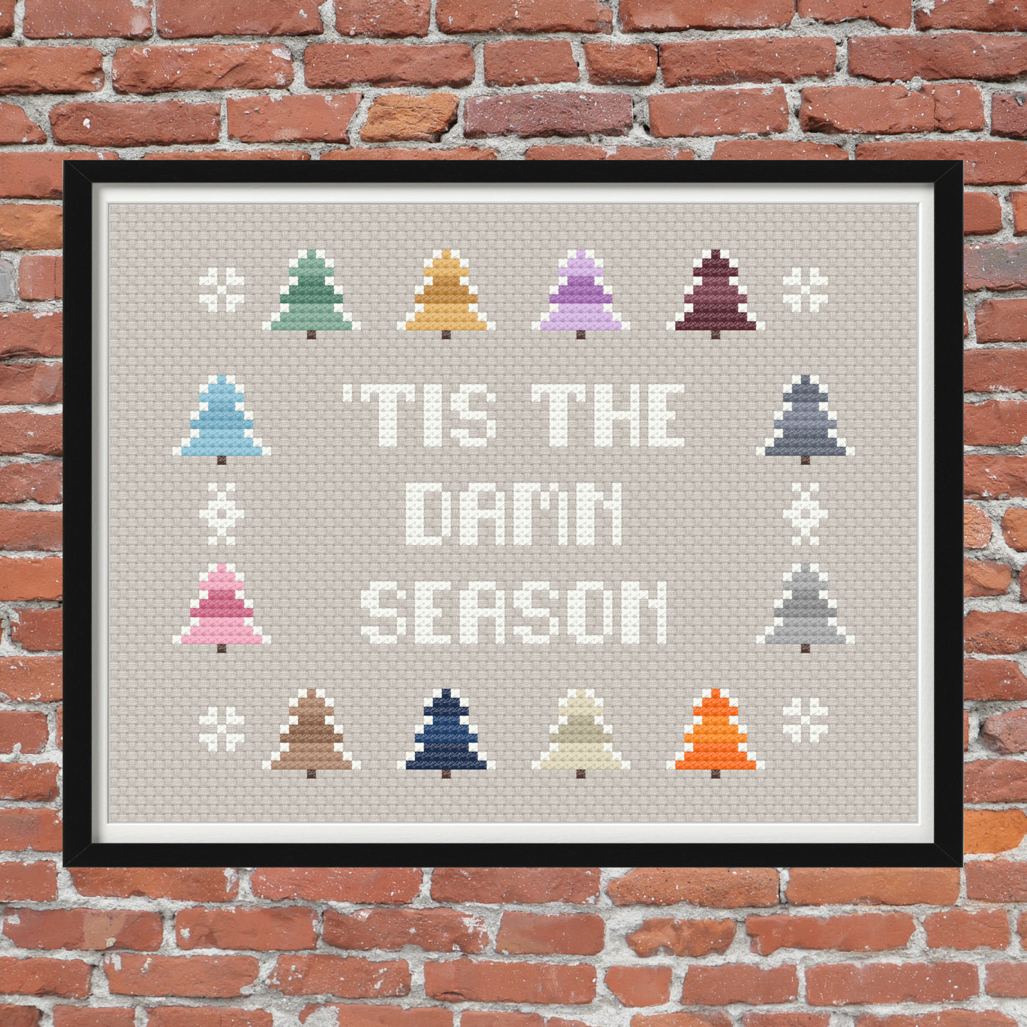 Tis the Damn Season – Taylor Swift evermore Inspired – Eras Tour Christmas Trees – Instant PDF Download – Mini Modern Cross Stitch Pattern