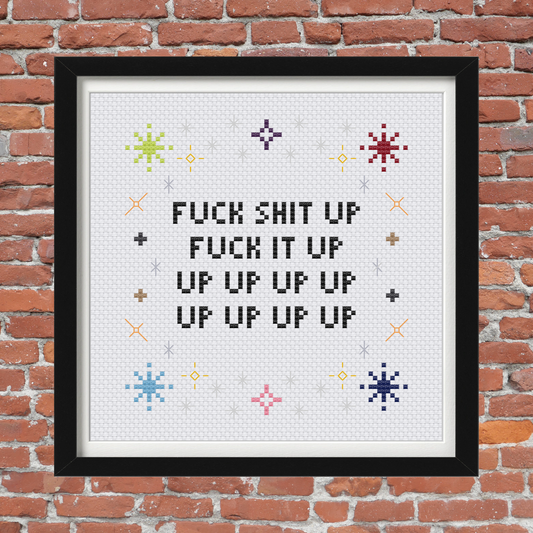 Fuck Shit Up, Fuck It Up – Quote – Eras Tour – Instant PDF Download – Cross Stitch Pattern
