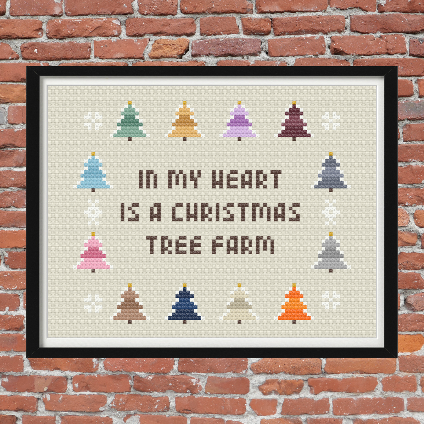 In My Heart is a Christmas Tree Farm – Taylor Swift Holiday Lyric – Eras Tour – Instant PDF Download – Modern Mini Cross Stitch Pattern