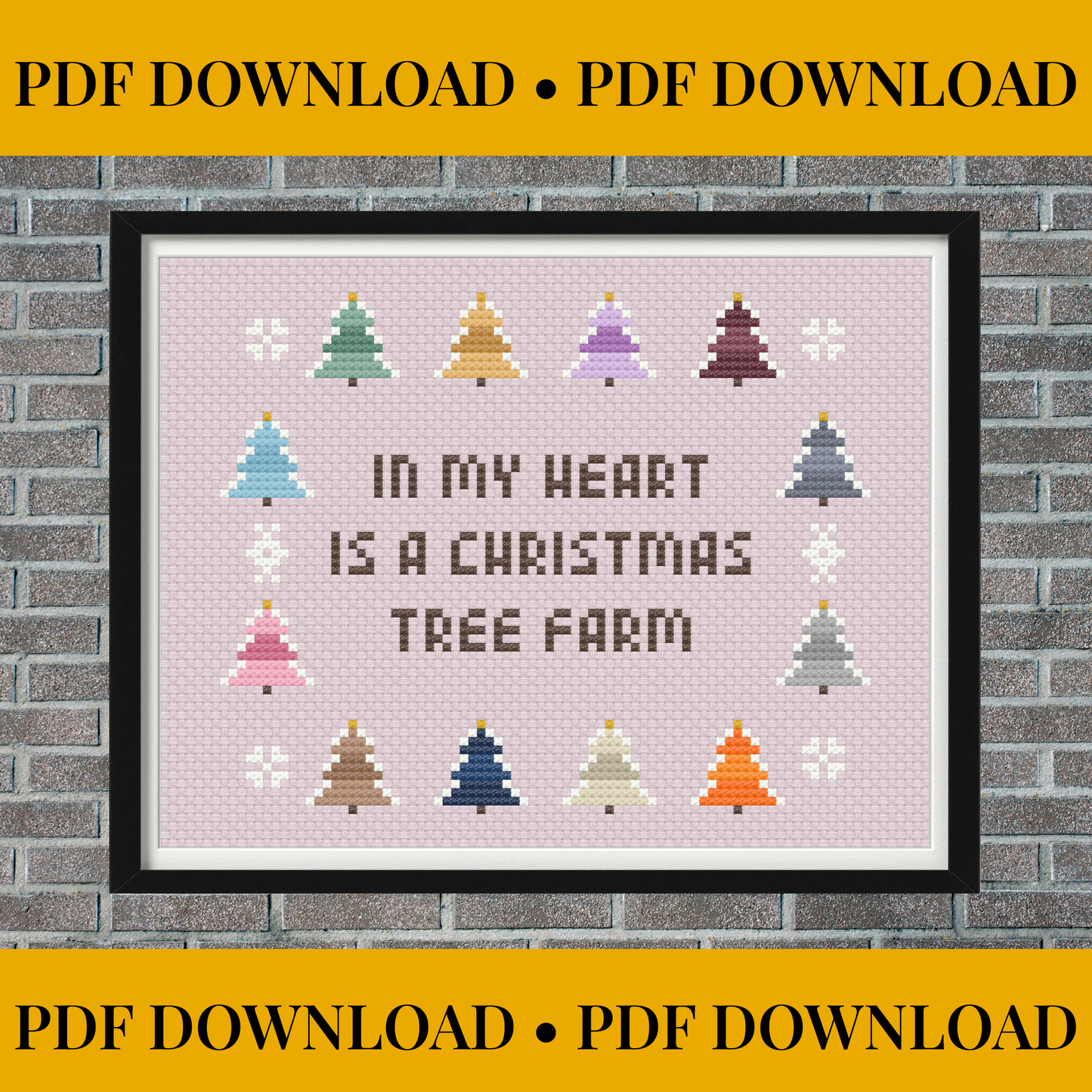 In My Heart is a Christmas Tree Farm – Taylor Swift Holiday Lyric – Eras Tour – Instant PDF Download – Modern Mini Cross Stitch Pattern