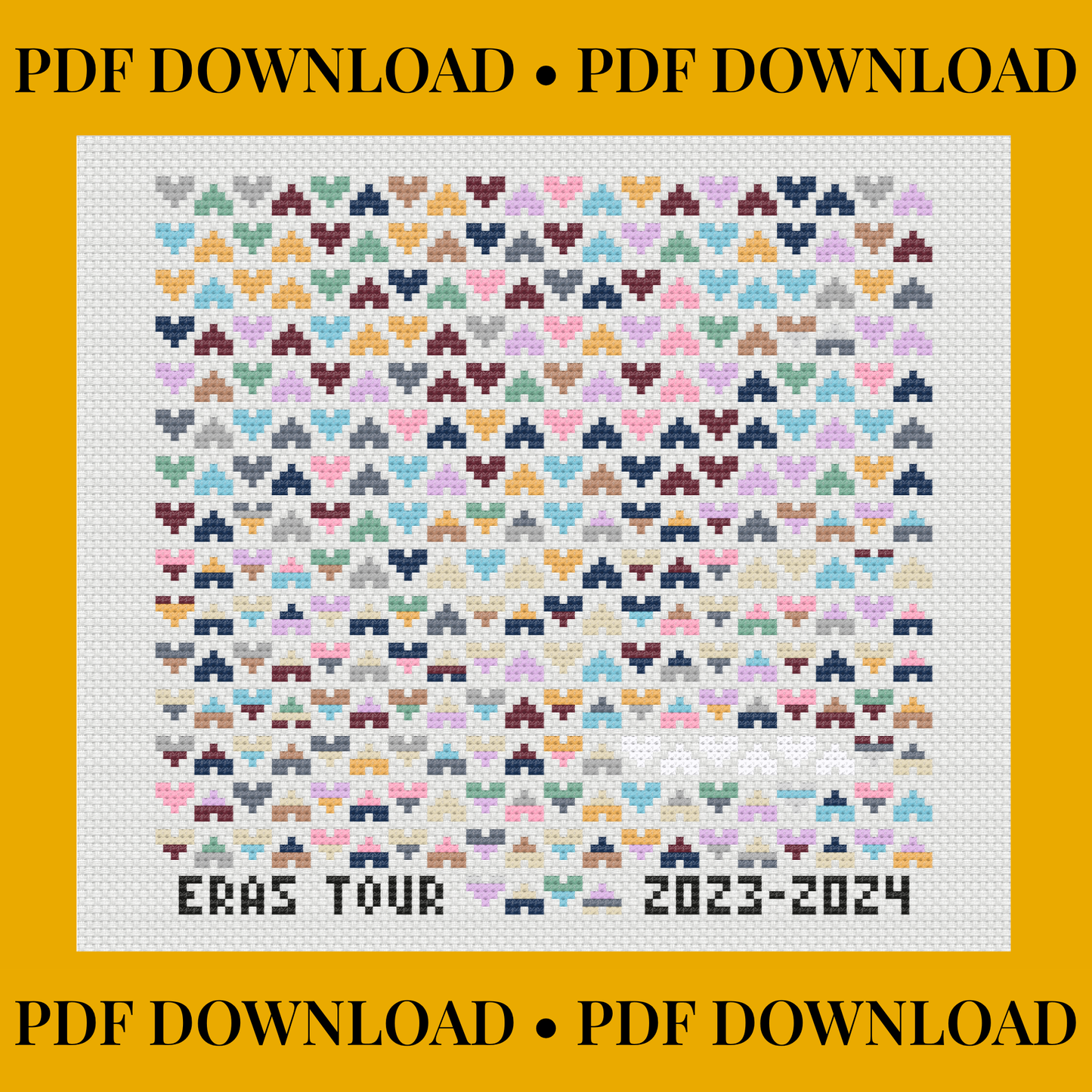 Eras Tour Cross Stitch Pattern – Surprise Songs Tracker – Taylor Swift Acoustic Set – Instant PDF Download