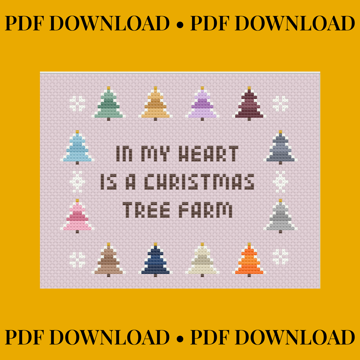 In My Heart is a Christmas Tree Farm – Taylor Swift Holiday Lyric – Eras Tour – Instant PDF Download – Modern Mini Cross Stitch Pattern