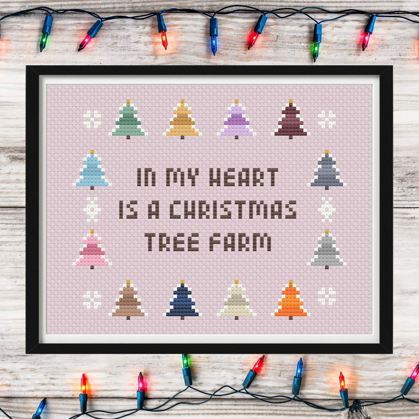 In My Heart is a Christmas Tree Farm – Taylor Swift Holiday Lyric – Eras Tour – Instant PDF Download – Modern Mini Cross Stitch Pattern