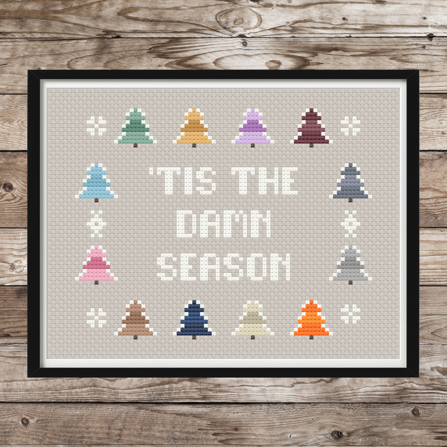 Tis the Damn Season – Taylor Swift evermore Inspired – Eras Tour Christmas Trees – Instant PDF Download – Mini Modern Cross Stitch Pattern