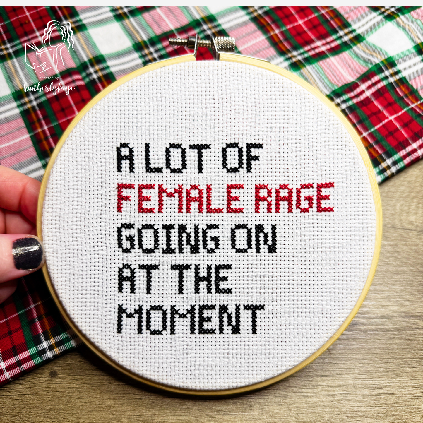A Lot of Female Rage Going On at the Moment Cross Stitch Pattern – Feminist PDF Pattern – Concert Shirt Style, Anti-Patriarchy Design