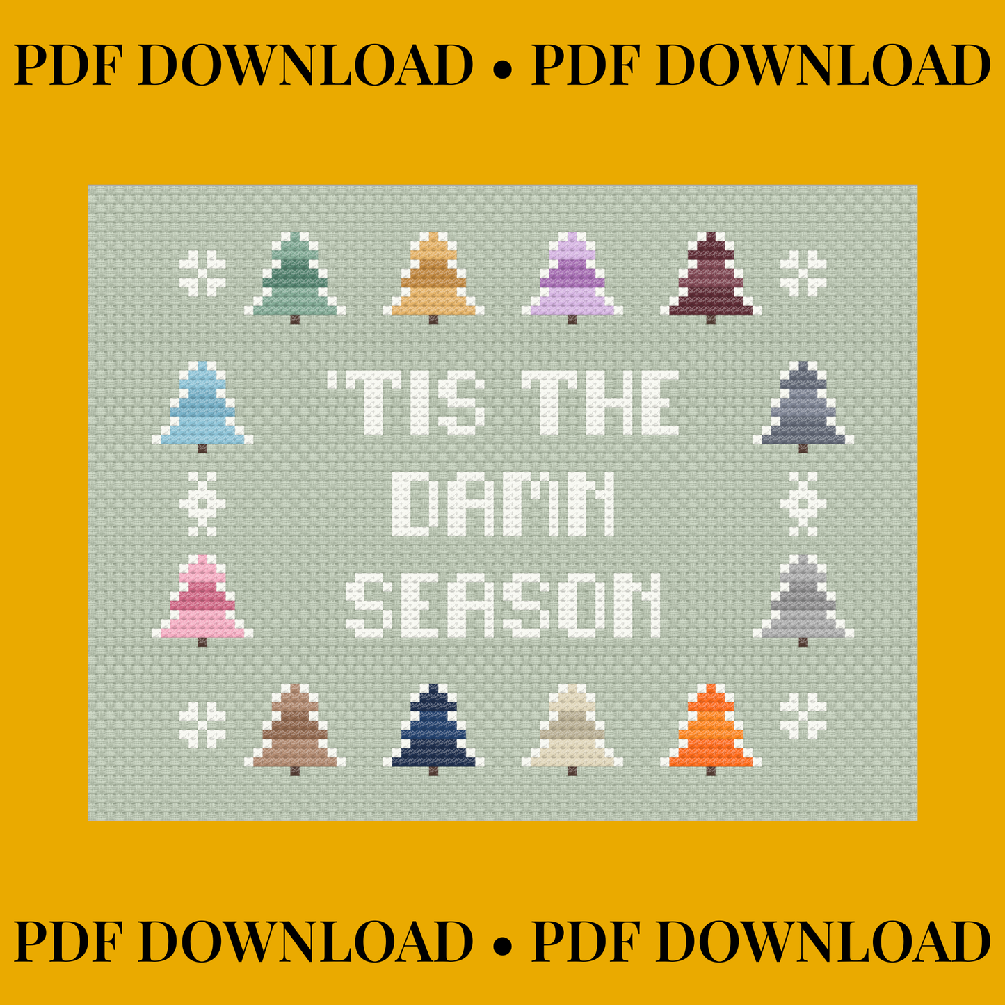 Tis the Damn Season – Taylor Swift evermore Inspired – Eras Tour Christmas Trees – Instant PDF Download – Mini Modern Cross Stitch Pattern