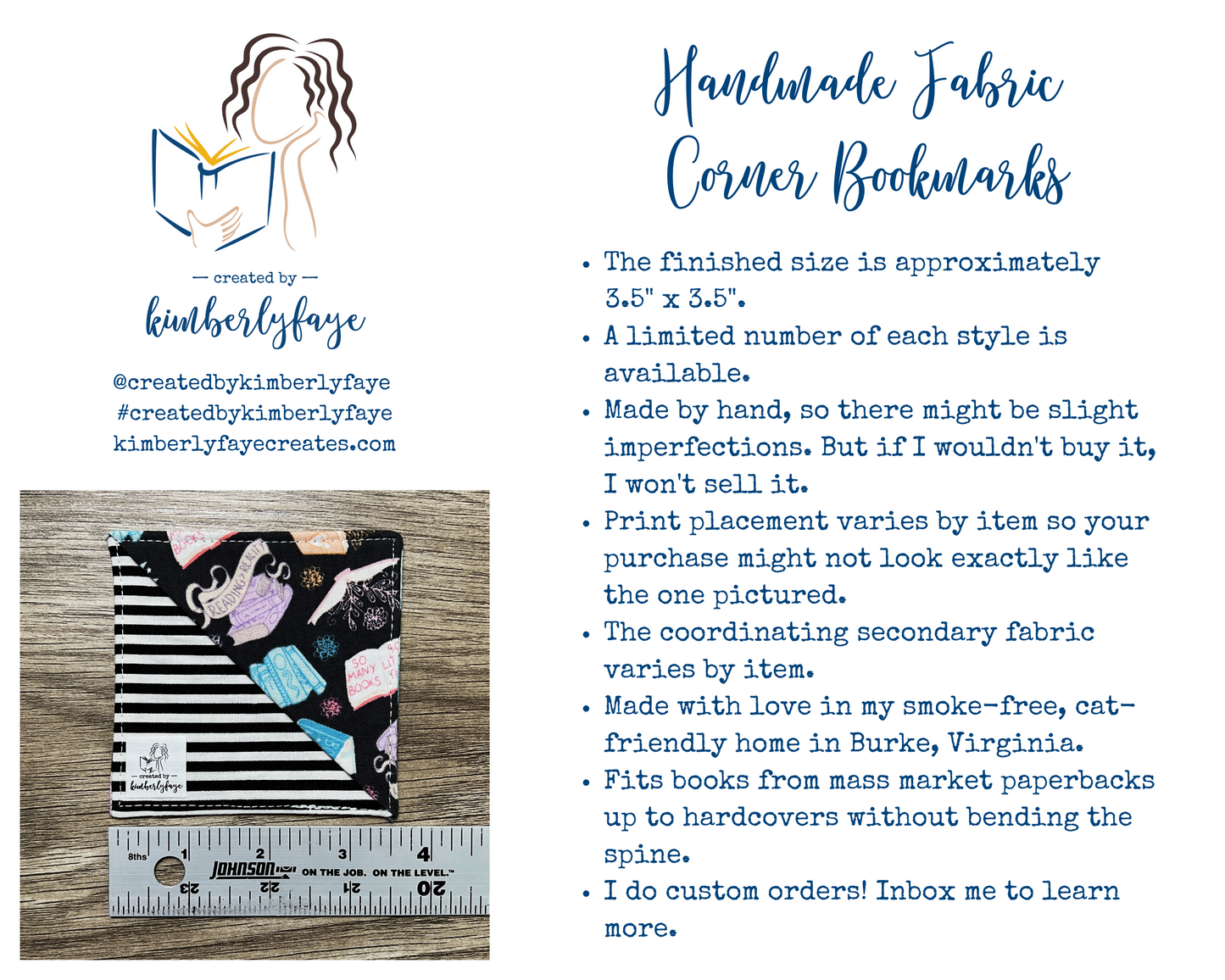 Halloween Collection -- Handmade Fabric Corner Bookmarks