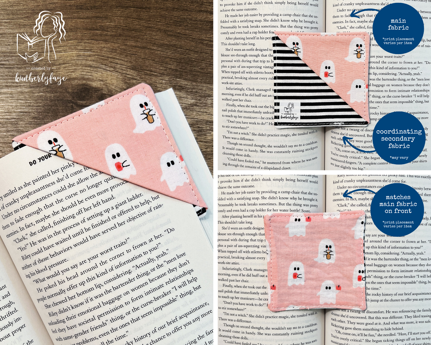 Halloween Collection -- Handmade Fabric Corner Bookmarks