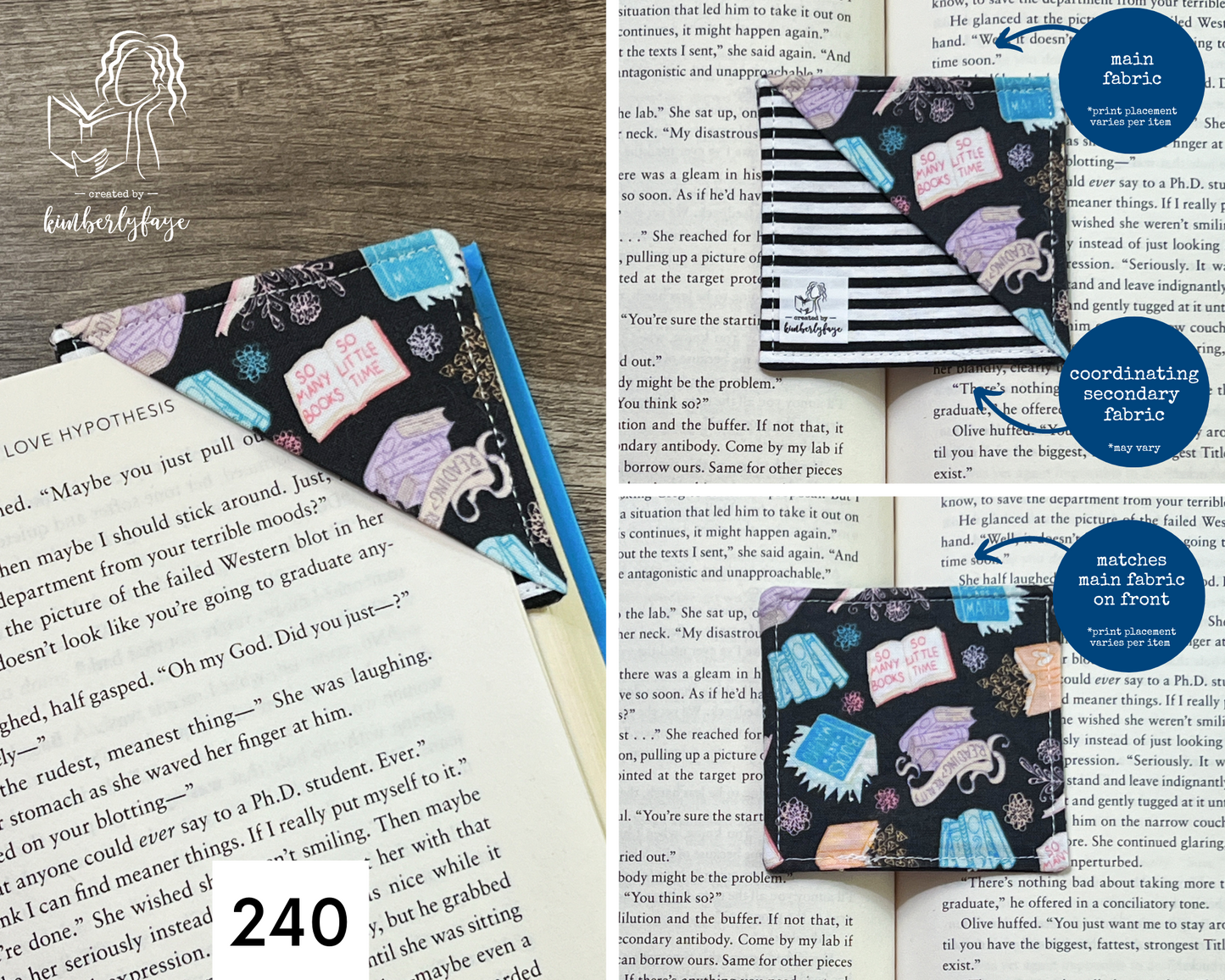 Literary Collection -- Handmade Fabric Corner Bookmarks