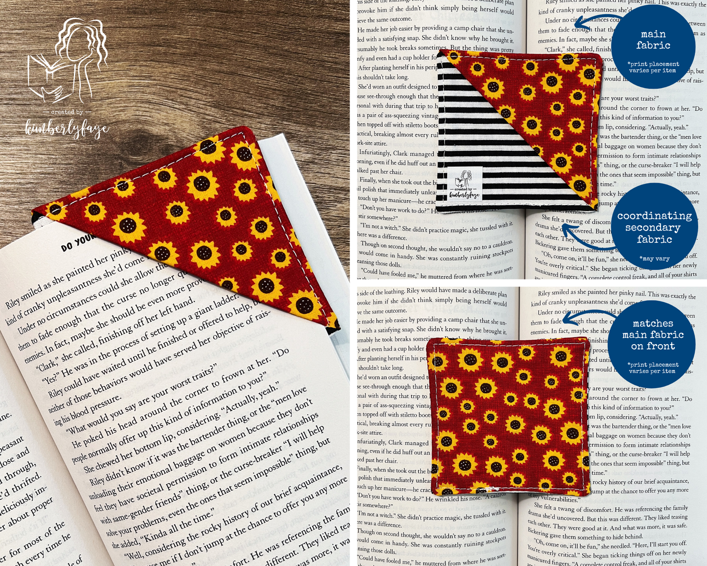 Fall/Autumn Collection -- Handmade Fabric Corner Bookmarks