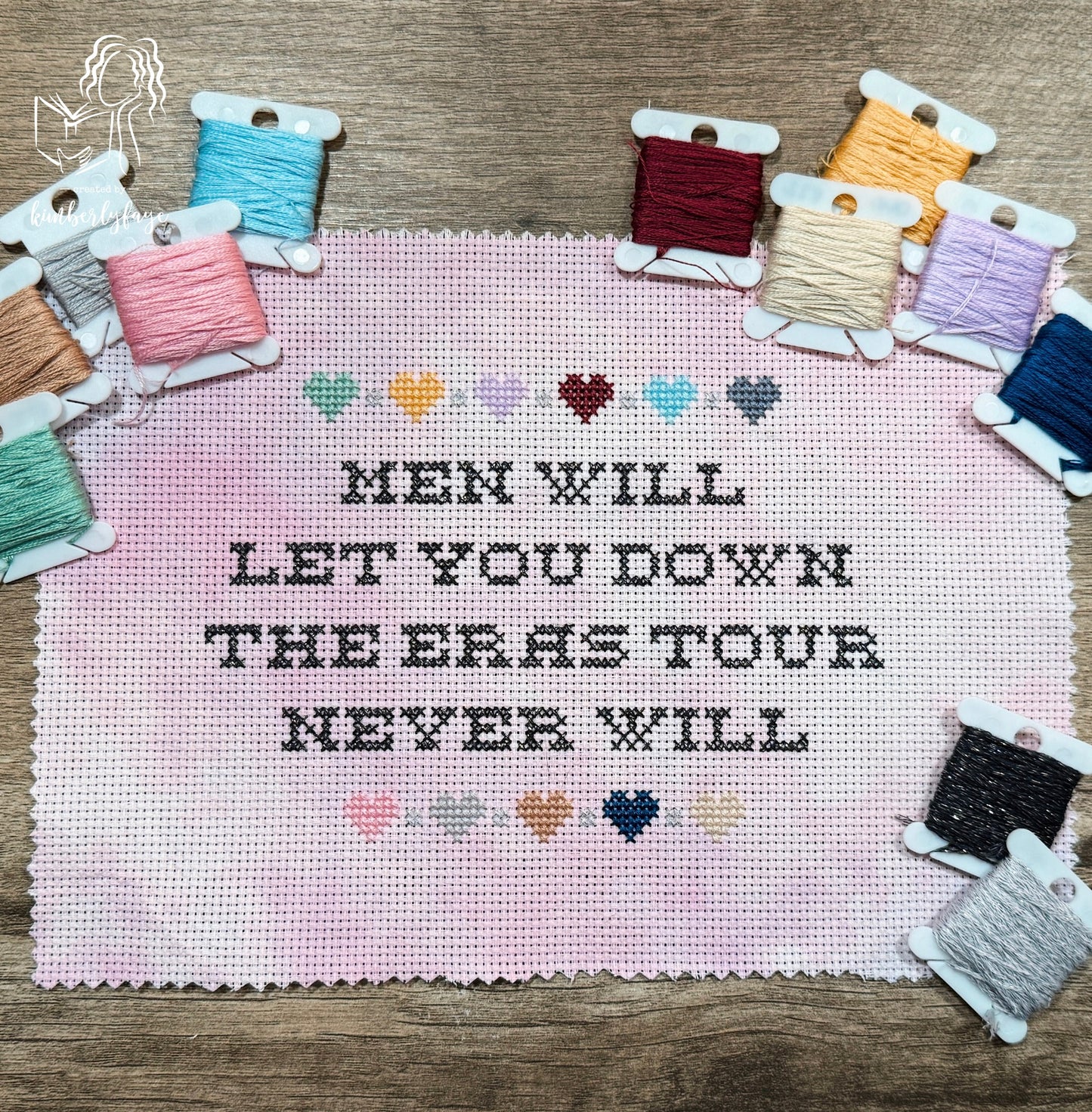 Men Will Let You Down, The Eras Tour Never Will – Quote – Instant PDF Download – Cross Stitch Pattern